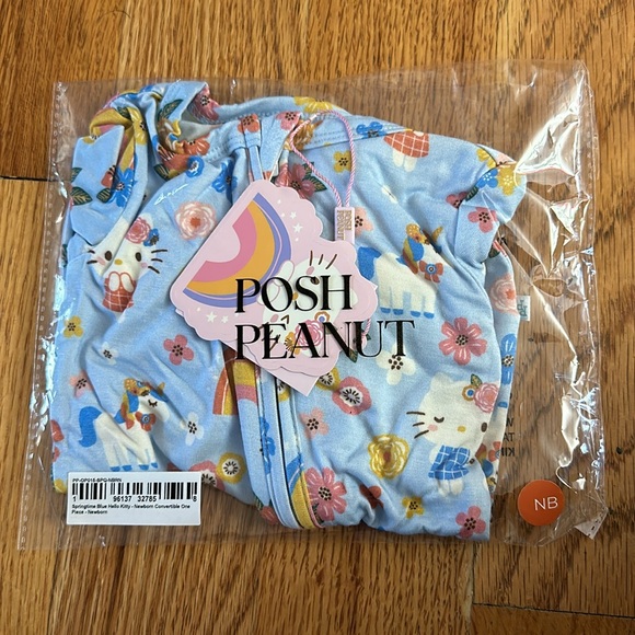 NEW Posh Peanut Springtime Blue Hello Kitty® Convertible One Piece Footie - Picture 2 of 6